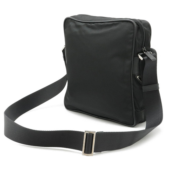 Prada Nero Nylon Leather Black Bag Messenger Shoulder - Picture 1 of 9